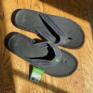 Sanuk Men’s Sz11 Planer Webbing Black Flip Flop NWT